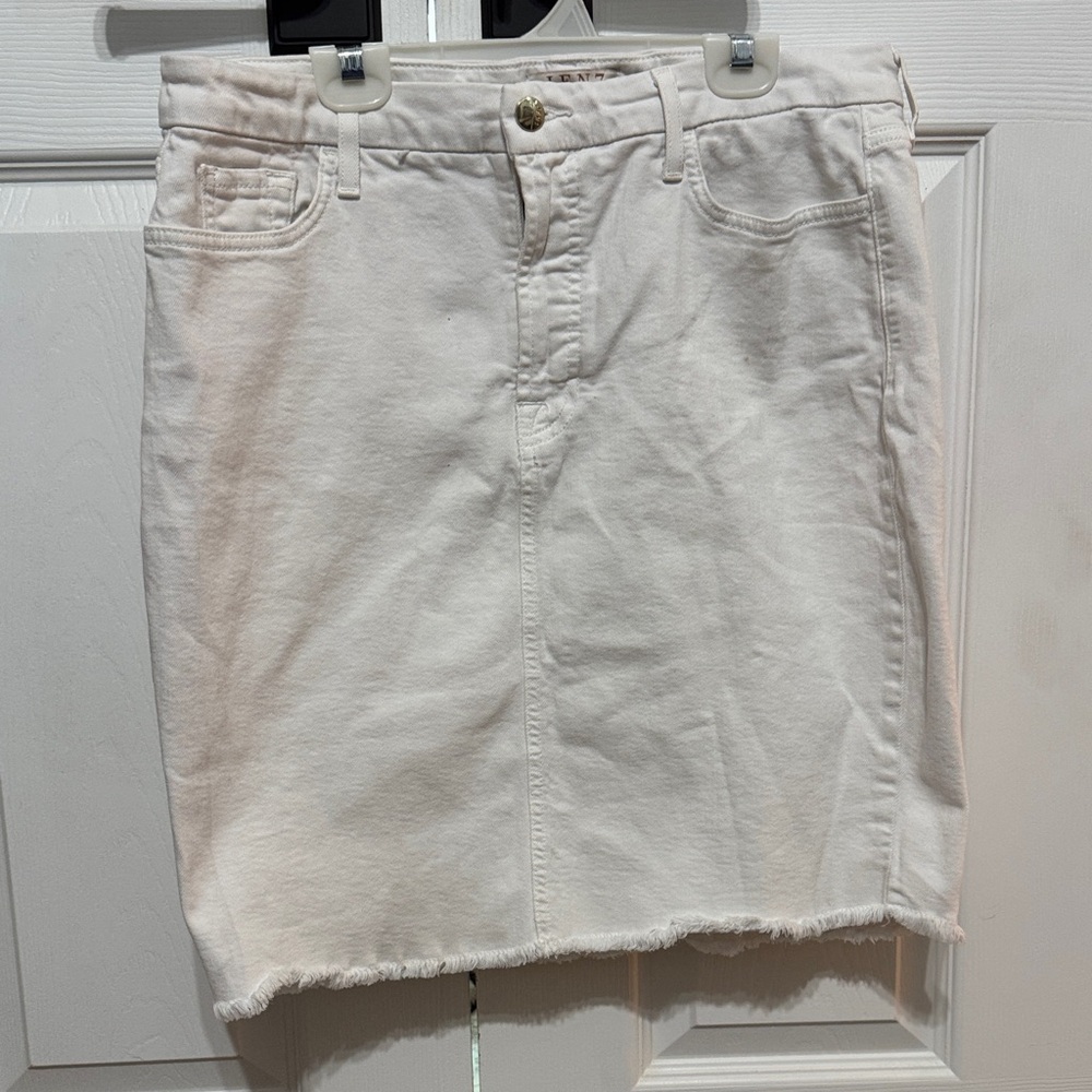 Classic White Denim Pencil Skirt